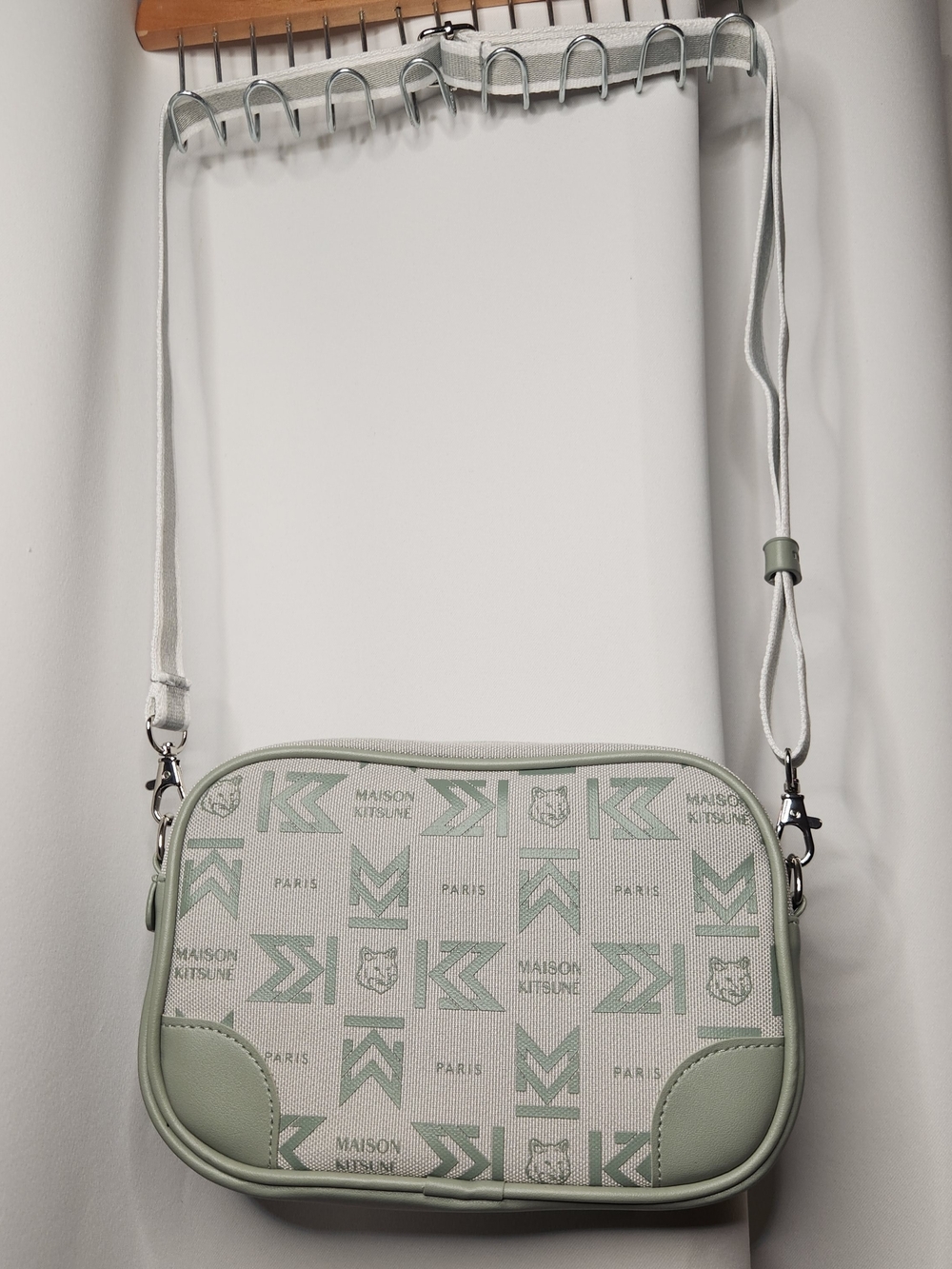 MAISON KITSUNE Green Logo Crossbody Bag